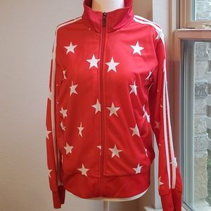 Unique Vintage Star printed red zip jacket